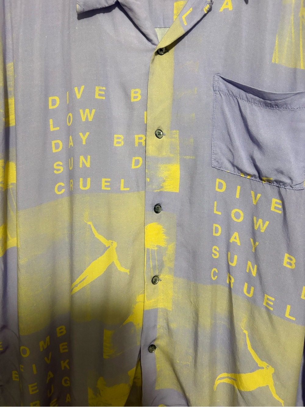 DOUBLE RAINBOUU Lavender & Yellow Graphic Camp Shirt - Picture 3 of 5